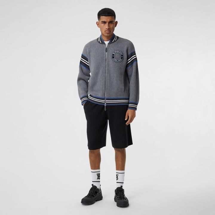 Burberry Burberry Logo Graphic Wool Cashmere Bomber Jacket