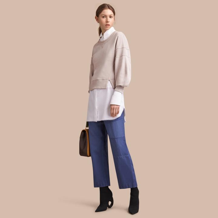 Burberry Burberry Puffed-sleeve Cotton Panelled Sweatshirt, Size: M, Purple