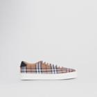 Burberry Burberry Check Cotton And Leather Sneakers, Size: 40
