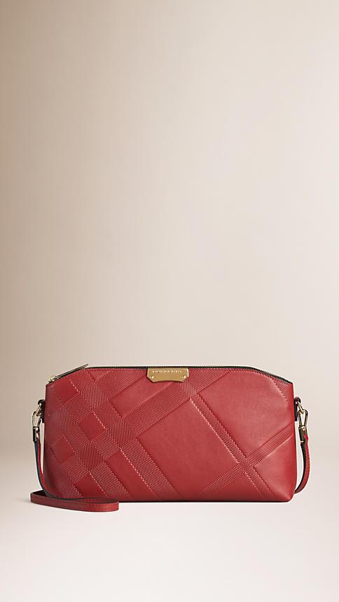 Burberry Small Embossed Check Smooth Leather Clutch Bag