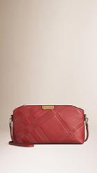 Burberry Small Embossed Check Smooth Leather Clutch Bag