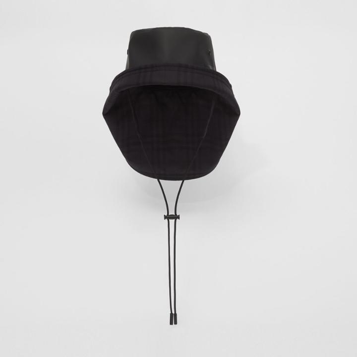 Burberry Burberry Logo Print Rubberised Cotton Fisherman Hat, Black