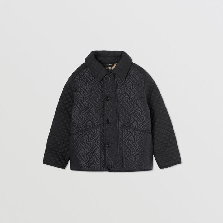 Burberry Burberry Childrens Monogram Quilted Panel Recycled Polyester Jacket, Size: 6y, Black