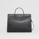 Burberry Burberry Large Leather Title Bag, Black