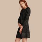 Burberry Burberry Patterned Dropped-waist Silk Dress, Size: 12, Black