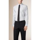 Burberry Burberry Modern Fit Button-down Collar Micro Check Cotton Shirt, Size: 18, Blue