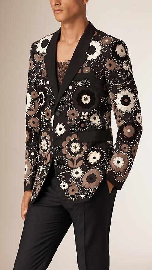 Burberry Suede And Stud Appliqu Wool Mohair Blazer