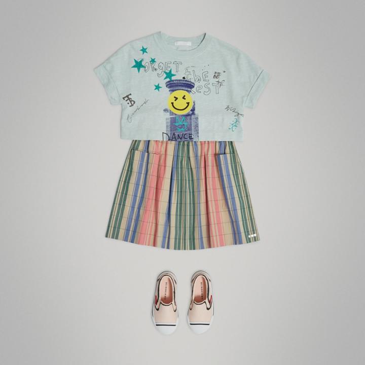 Burberry Burberry Check Gathered Cotton Skirt, Size: 14y