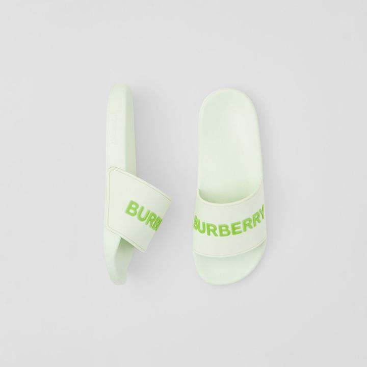 Burberry Burberry Embossed Logo Slides, Size: 35