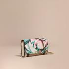 Burberry House Check And Peony Rose Print Wallet With Chain