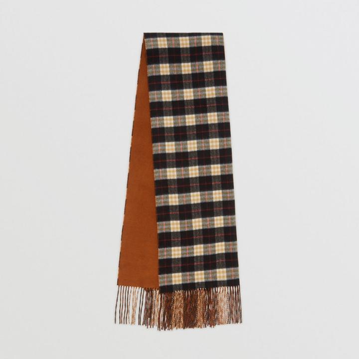 Burberry Burberry Colour Block Vintage Check Cashmere Scarf, Brown