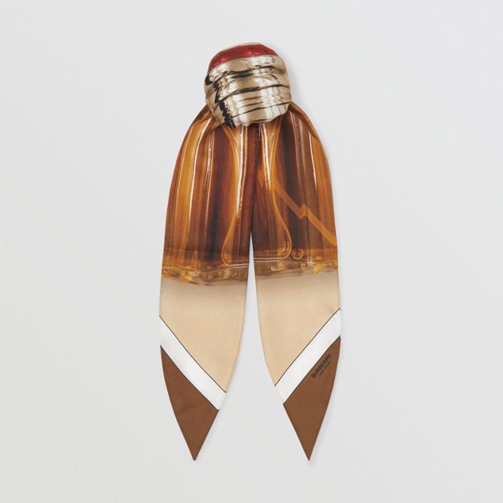 Burberry Burberry Archive Perfume Bottle Print Silk Hair Scarf, Multicolour