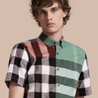 Burberry Burberry Short-sleeved Colour Block Check Cotton Shirt, Size: Xxl, Red