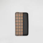 Burberry Burberry Small Scale Check And Leather Ziparound Wallet, Yellow