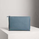 Burberry Burberry Large Embossed Leather Zip Pouch, Blue