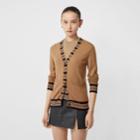 Burberry Burberry Icon Stripe Detail Wool Cardigan, Brown