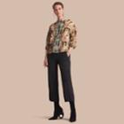 Burberry Burberry Framed Heads And Reclining Figures Print Silk Shirt, Size: 08, Brown