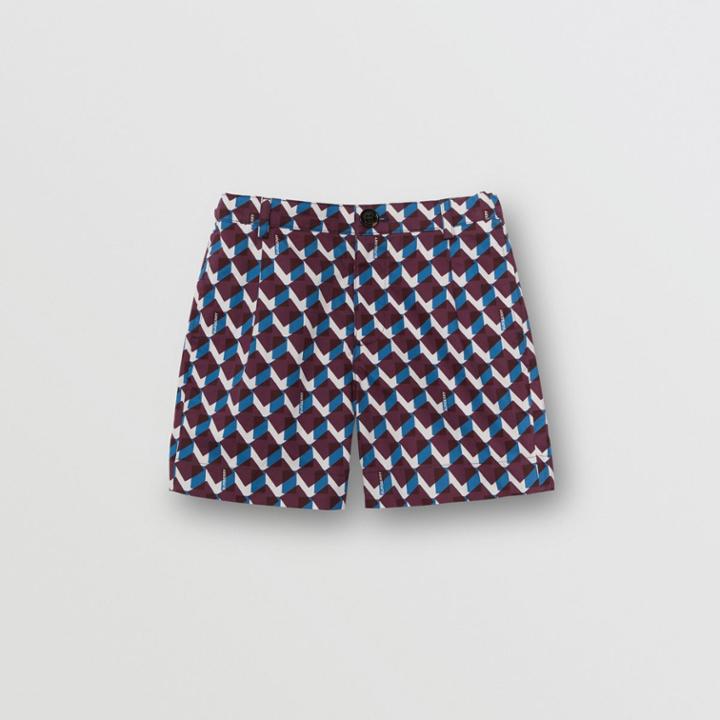 Burberry Burberry Childrens Geometric Print Cotton Tailored Shorts, Size: 14y, Blue