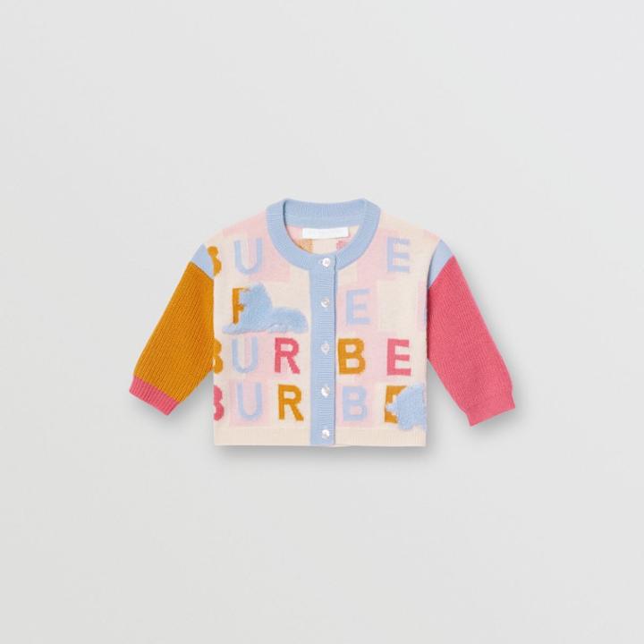 Burberry Burberry Childrens Logo Cashmere Jacquard Cardigan, Size: 12m, Pink