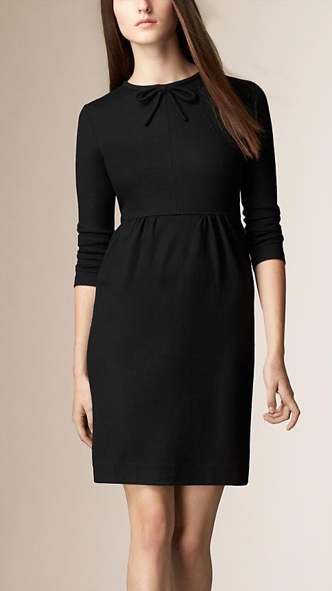 Burberry Bow Detail Wool Dress