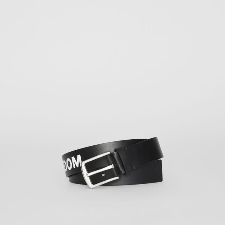 Burberry Burberry Kingdom Print Leather Belt, Size: 95, Black