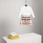 Burberry Burberry Pleated Check Cotton Skirt, Size: 4y, Beige