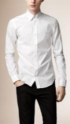 Burberry Burberry Check Detail Stretch-cotton Shirt, Size: Msf, White