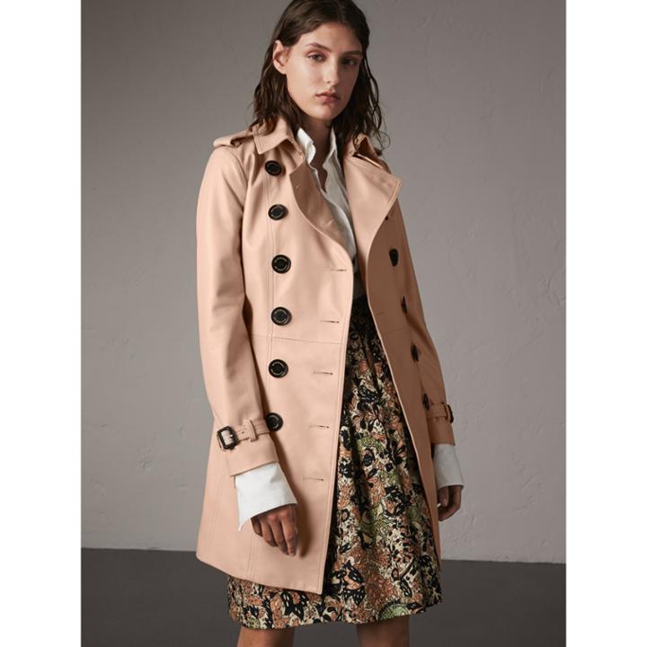 Burberry Burberry Lambskin Trench Coat, Size: 04, Beige