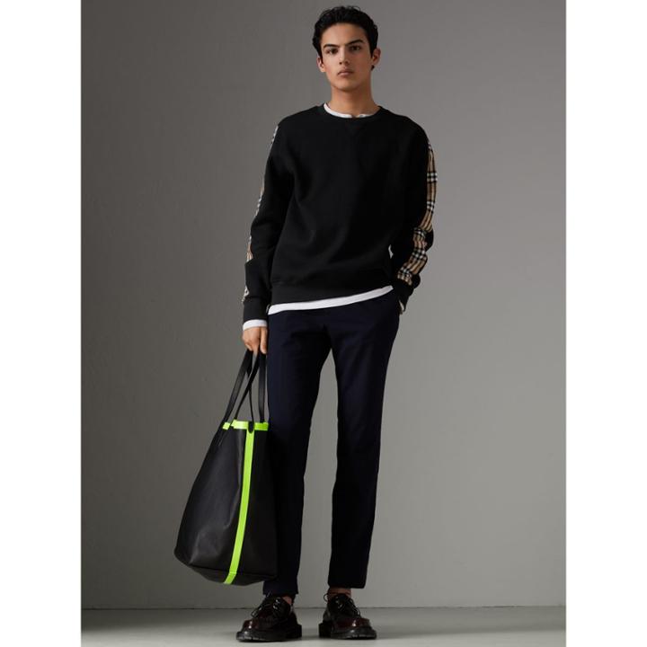 Burberry Burberry Vintage Check Detail Wool Cashmere Sweater, Black