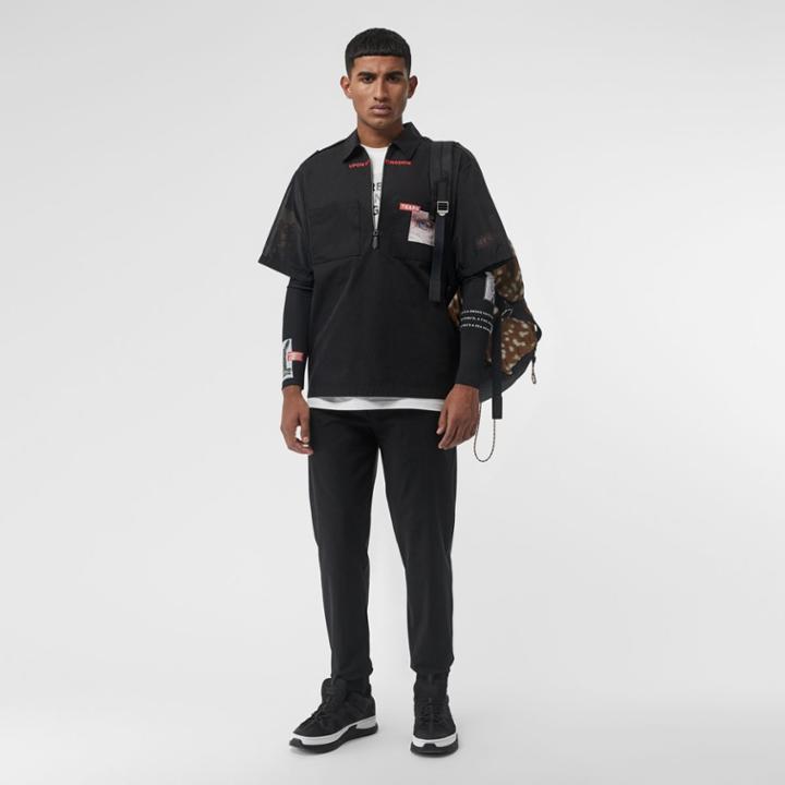 Burberry Burberry Logo Print Stretch Nylon Trackpants, Size: M, Black