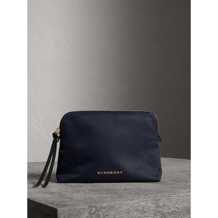 Burberry Burberry Large Zip-top Technical Nylon Pouch, Blue
