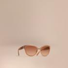 Burberry Burberry Check Detail Round Cat-eye Sunglasses, White