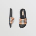 Burberry Burberry Vintage Check And Leather Slides, Size: 39, Yellow