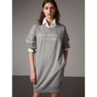 Burberry Burberry Embroidered Motif Cotton Jersey Sweatshirt Dress, Grey