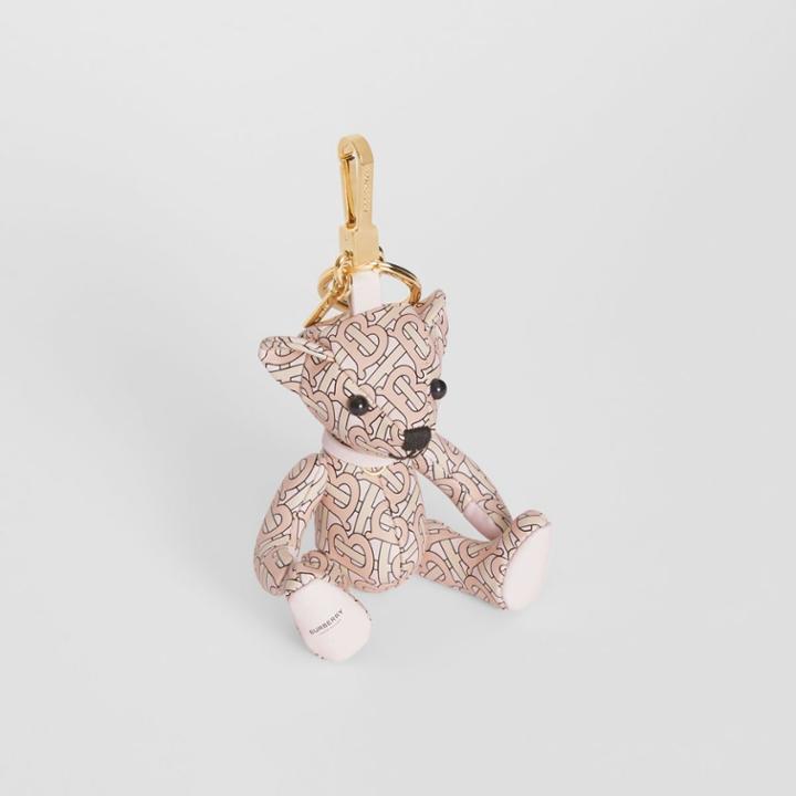 Burberry Burberry Thomas Bear Charm In Monogram Print Leather, Pink