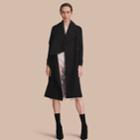 Burberry Burberry Cotton Gabardine Coat With Curved Closure, Size: 14, Black