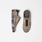 Burberry Burberry Contrast Check And Leather Slip-on Sneakers, Size: 44, Beige