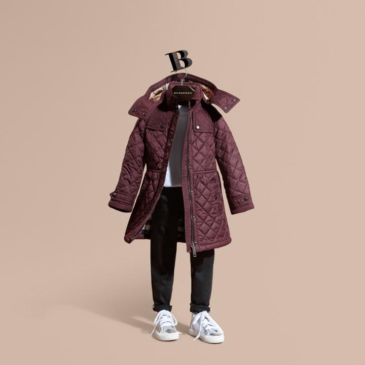 Burberry Burberry Diamond Quilted Trench Coat, Size: 12y, Purple