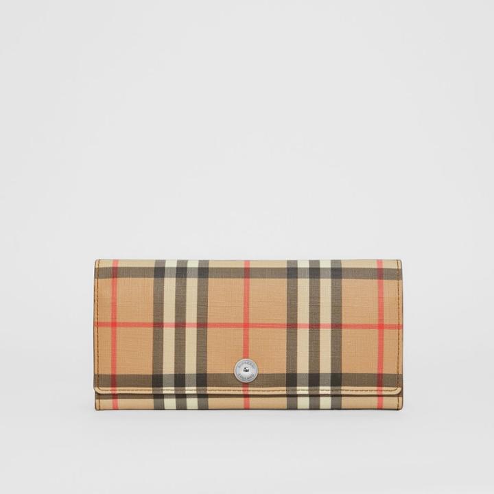 Burberry Burberry Vintage Check And Leather Continental Wallet, Brown