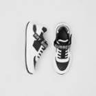 Burberry Burberry Logo Detail Leather And Nylon Sneakers, Size: 37, Black