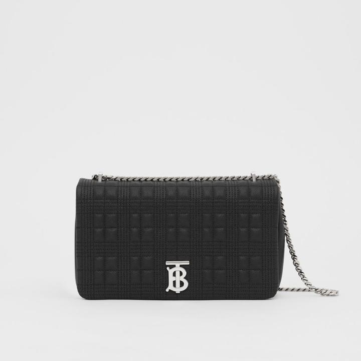 Burberry Burberry Medium Quilted Check Grainy Leather Lola Bag, Black