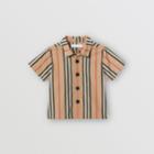 Burberry Burberry Childrens Short-sleeve Icon Stripe Cotton Shirt, Size: 18m, Beige