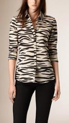 Burberry Prorsum Zebra Print Cotton Silk Shirt