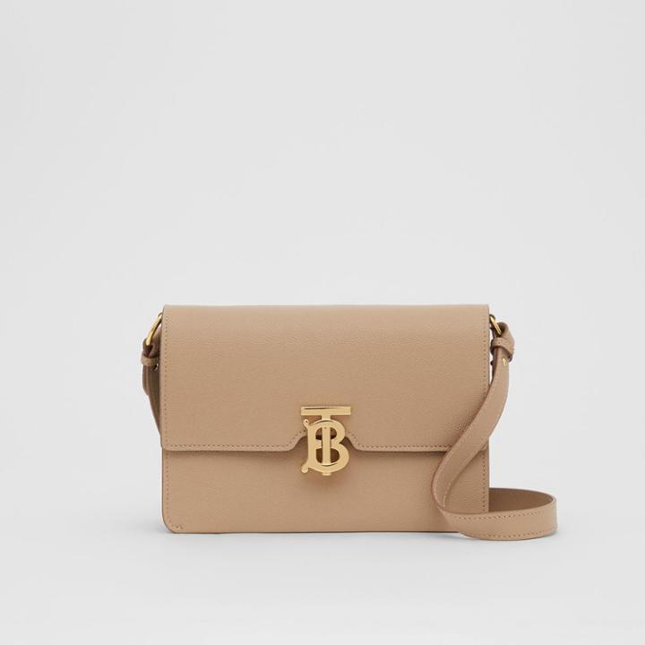 Burberry Burberry Small Monogram Motif Leather Crossbody Bag, Beige