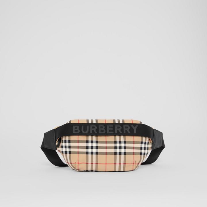 Burberry Burberry Medium Vintage Check And Icon Stripe Bum Bag, Beige