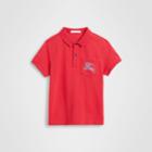 Burberry Burberry Childrens Ekd Logo Cotton Piqu Polo Shirt, Size: 3y, Red