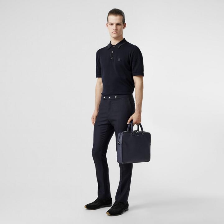 Burberry Burberry Monogram Motif Cotton Polo Shirt, Blue