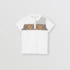 Burberry Burberry Childrens Vintage Check Panel Cotton Polo Shirt, Size: 14y, White