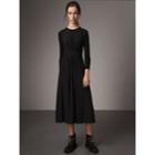 Burberry Burberry Long-sleeve Silk Gathered Dress, Size: 04, Black