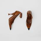 Burberry Burberry Vinyl And Leather Point-toe Pumps, Size: 37.5, Malt Brown